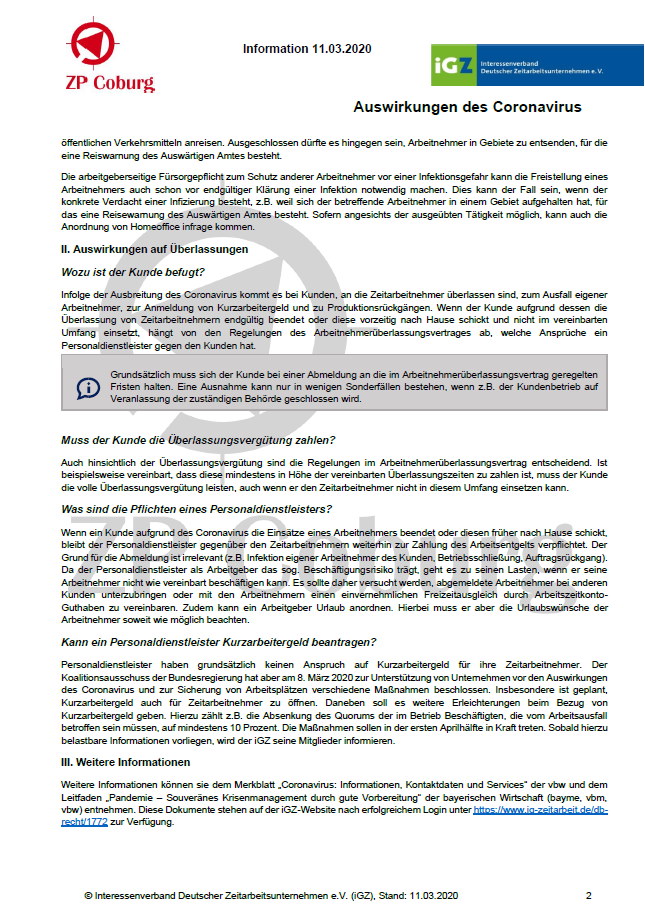 Bild 2 Merkblatt Coronavirus: Informationen, Kontaktdaten und Services